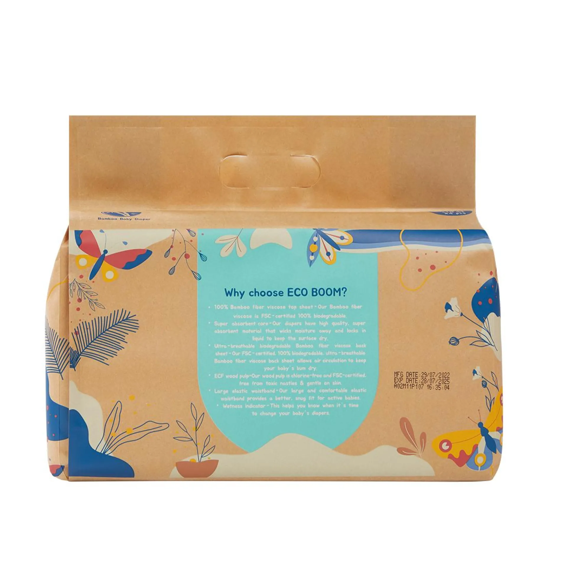 Pack 4x Pañal Ecológico de Bambú Talla 1, Ecoboom 136 Unidades