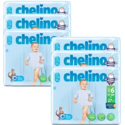 Pack 6x Pañal T6 Junior (17-28Kg) 27 uds, Chelino