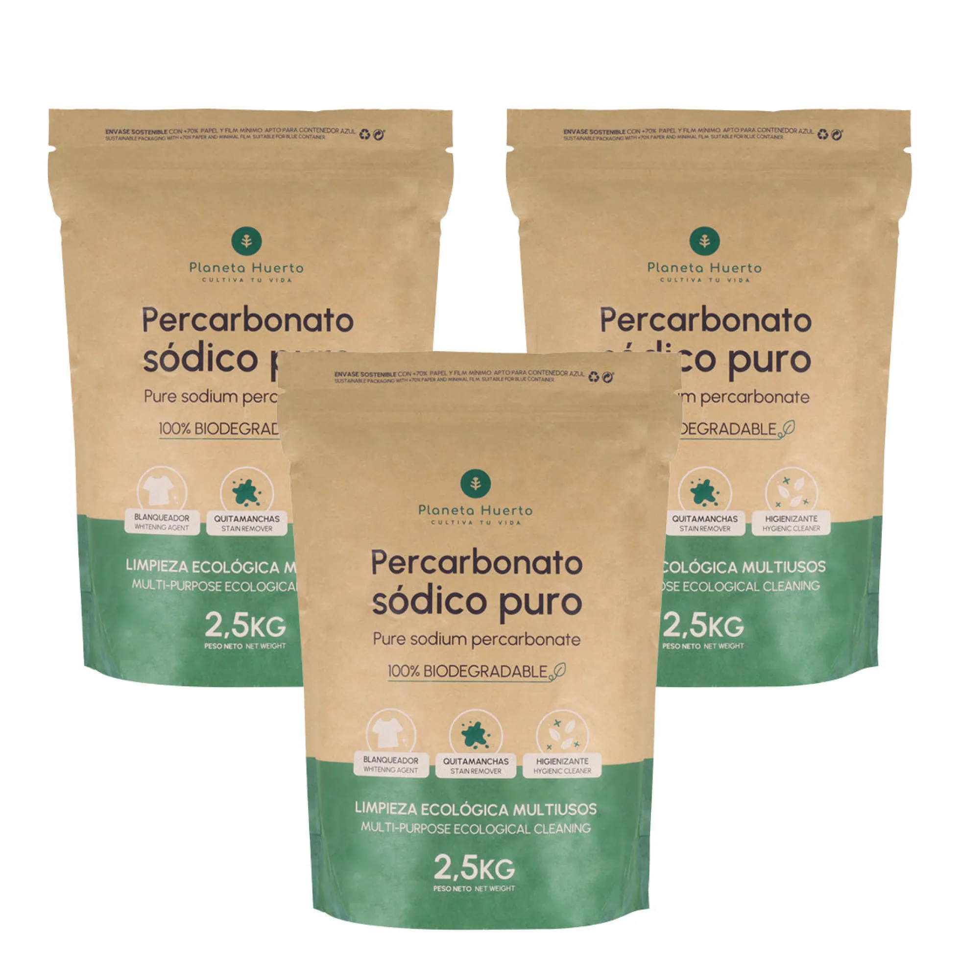 Pack 3x Percarbonato sódico Planeta Huerto 2,5 kg