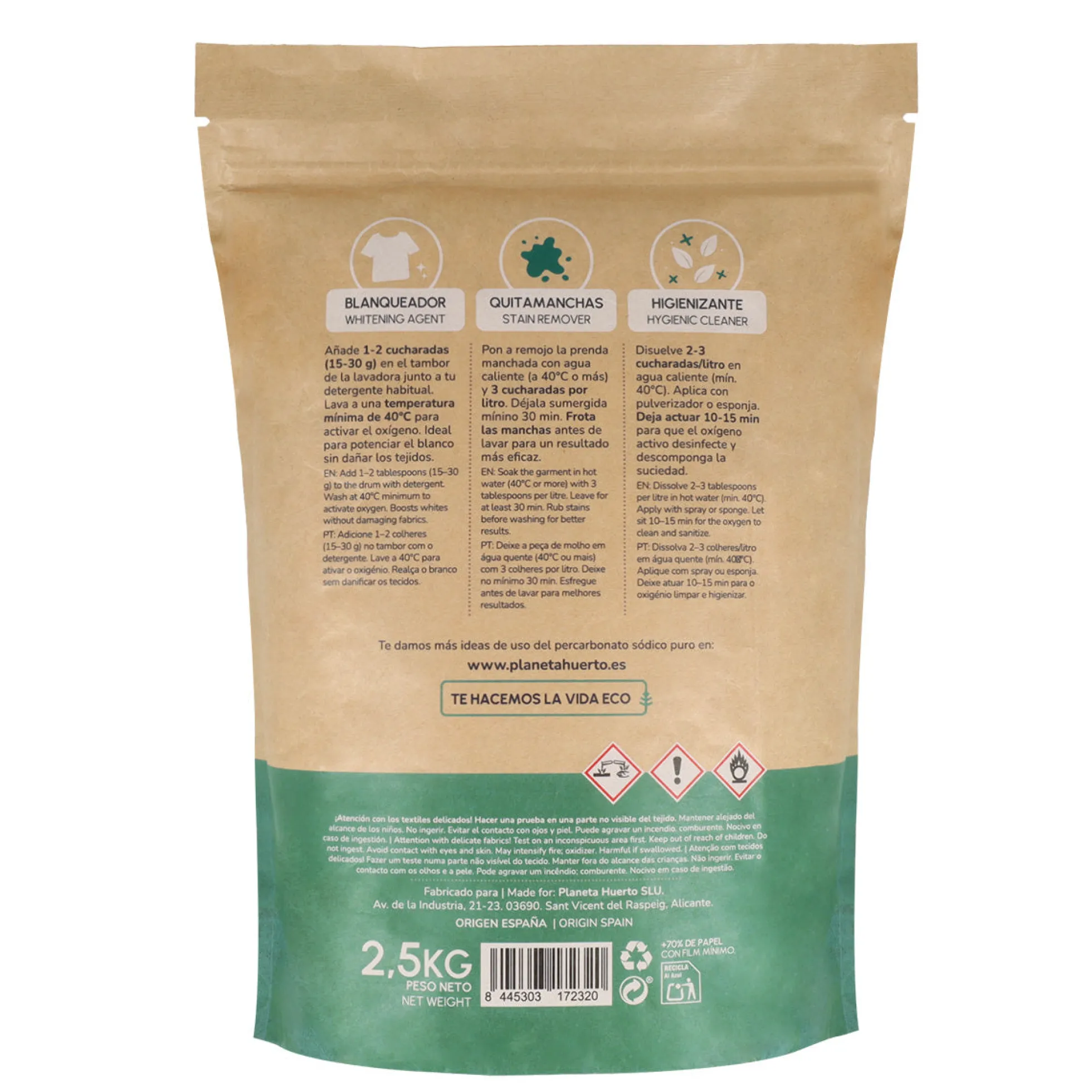 Pack 3x Percarbonato sódico Planeta Huerto 2,5 kg
