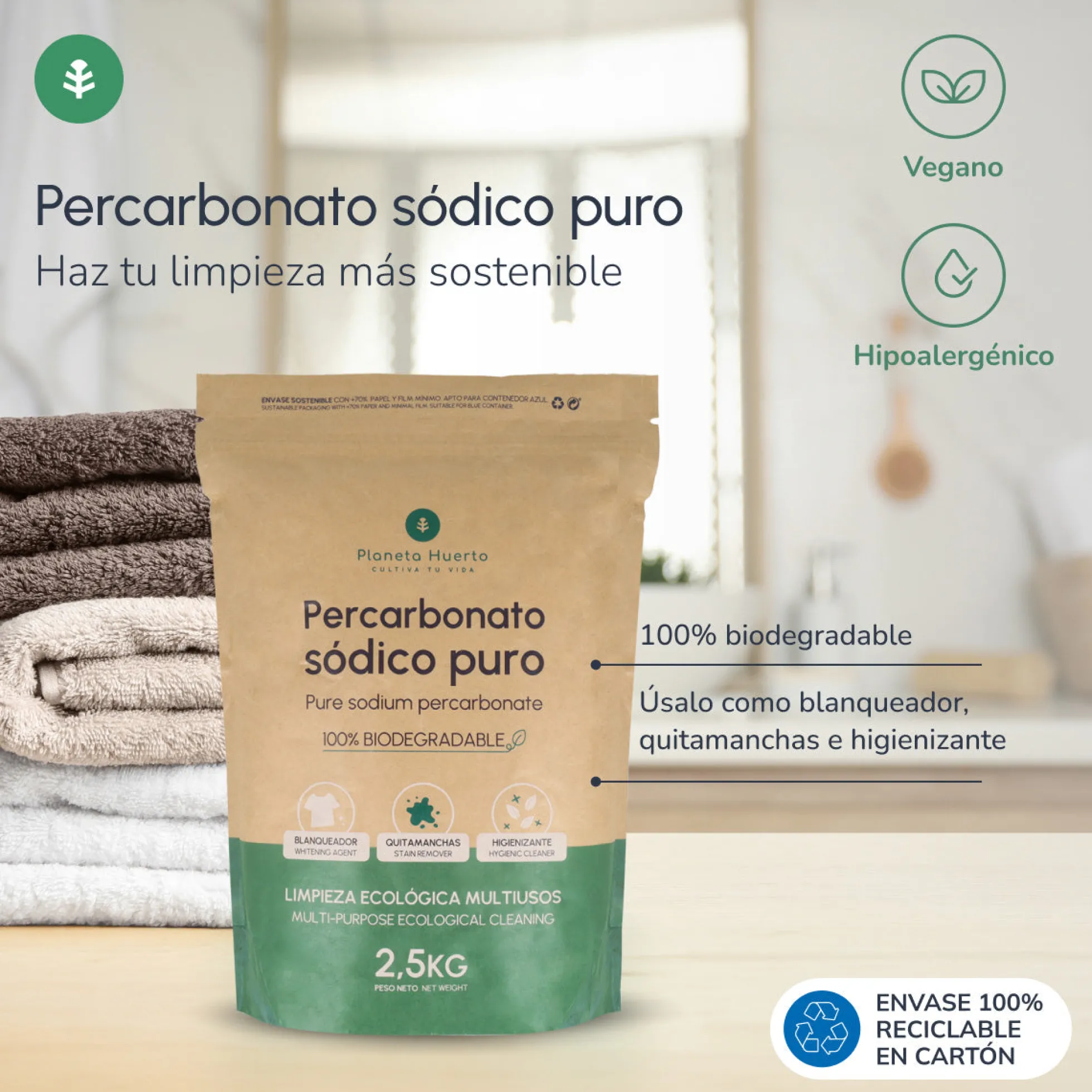 Pack 3x Percarbonato sódico Planeta Huerto 2,5 kg
