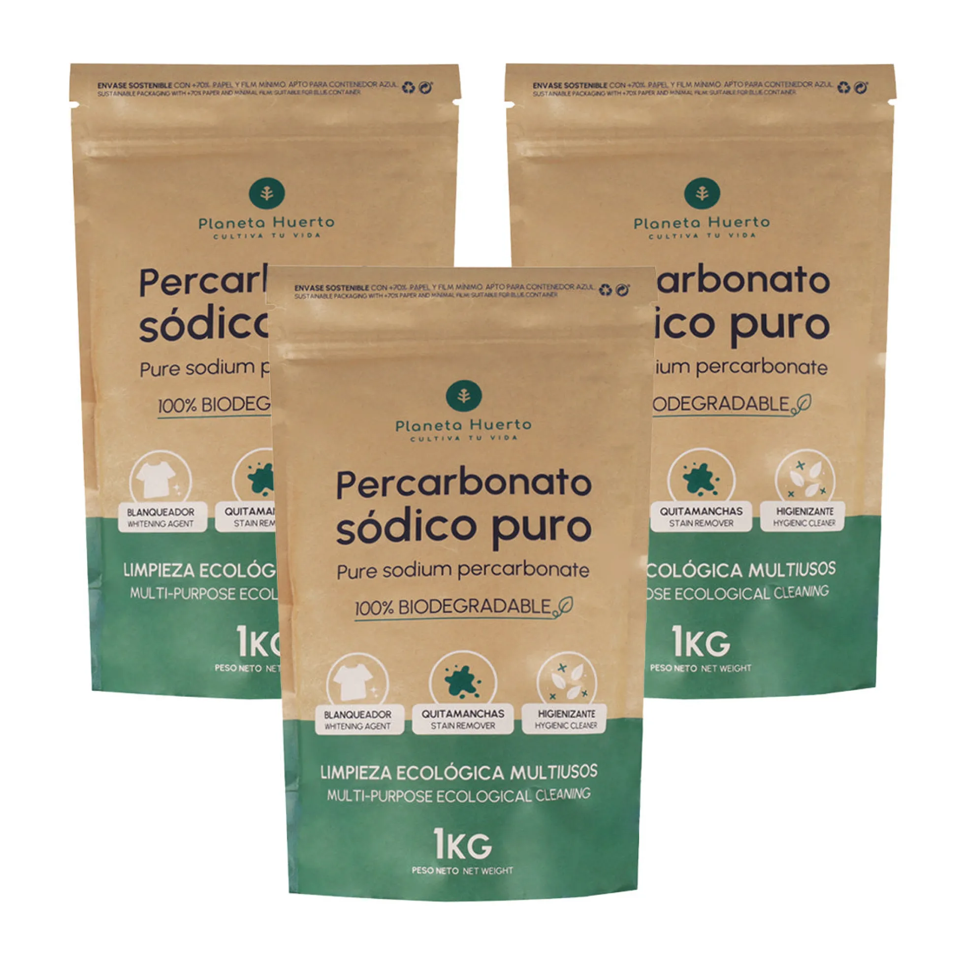 Pack 3x Percarbonato Sódico Planeta Huerto 1 Kg