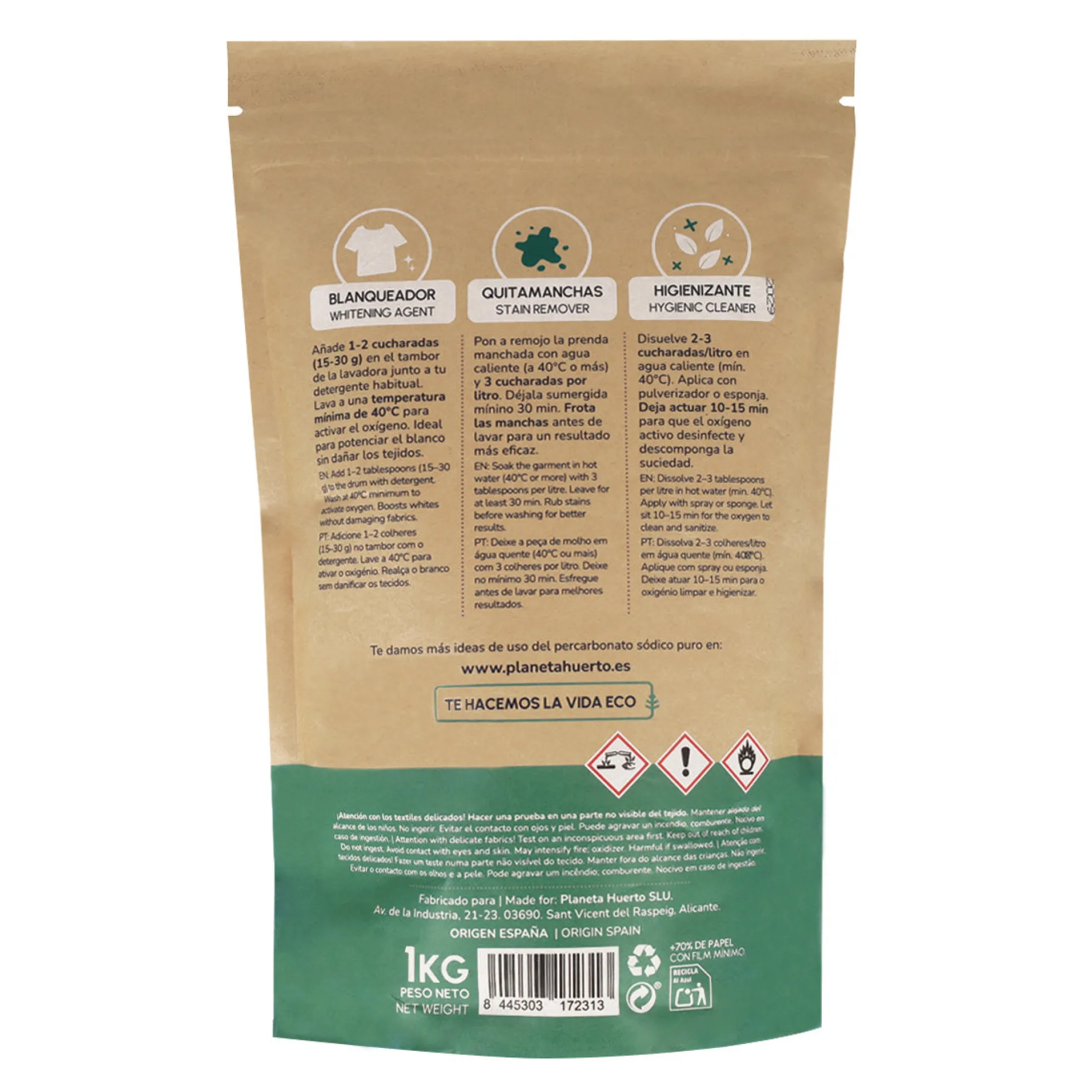Pack 3x Percarbonato Sódico Planeta Huerto 1 Kg