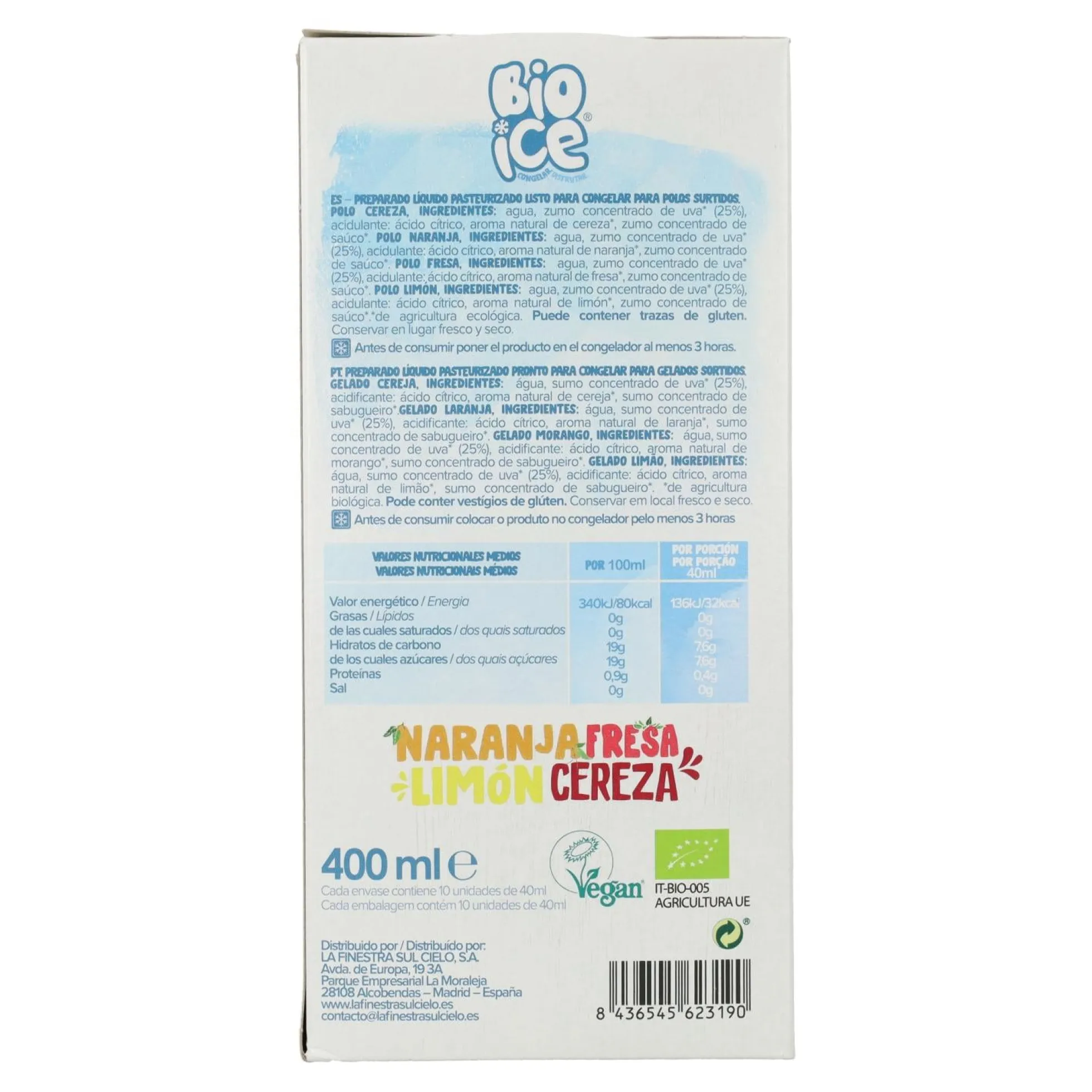 Pack 2x Polos Bio Ice La Finestra Sul Cielo 400 ml