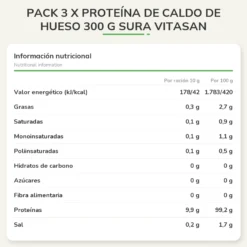Pack 3 x Proteína de caldo de hueso 300 g Sura Vitasan