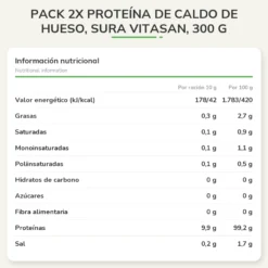Pack 2x Proteína de caldo de hueso, Sura Vitasan, 300 g