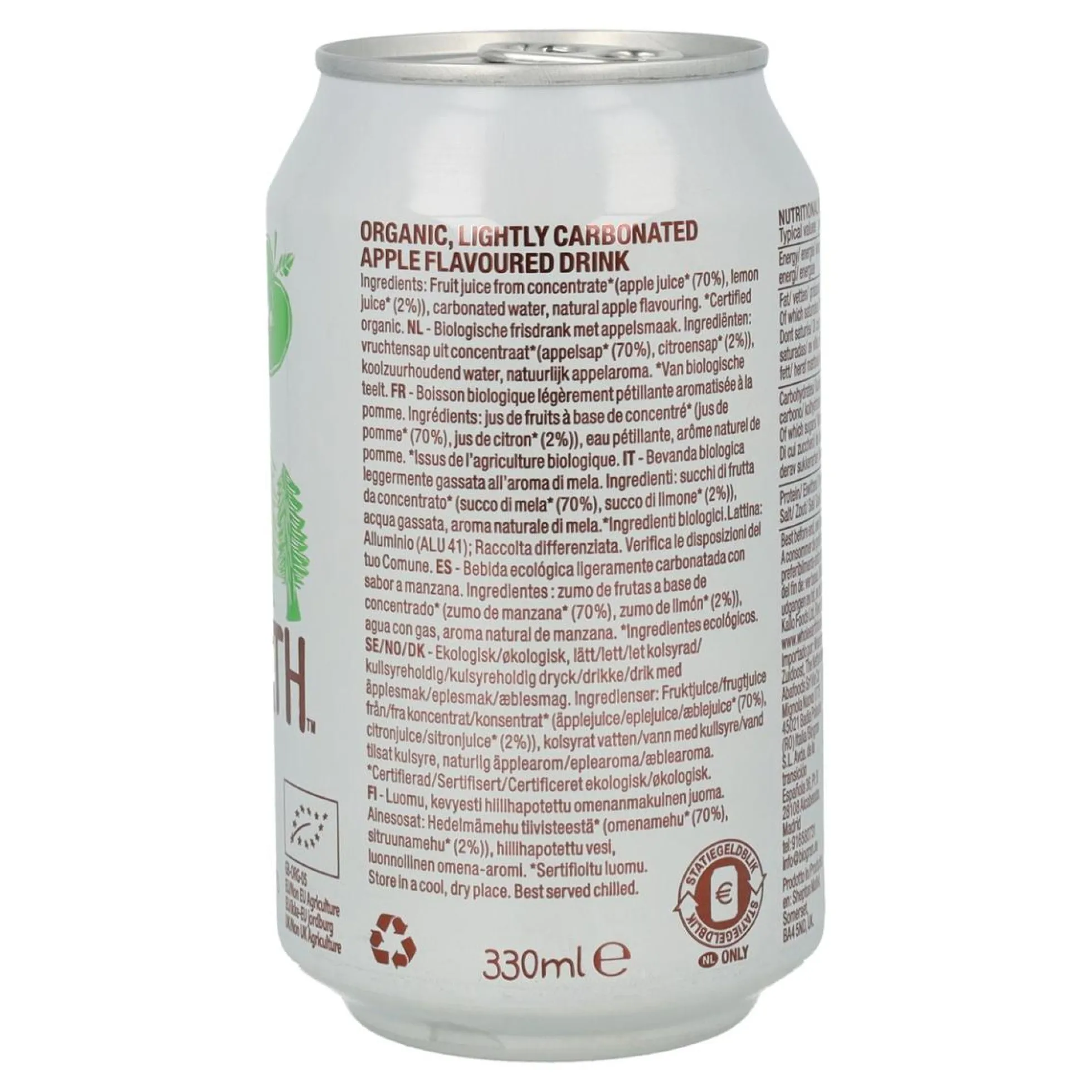 Pack x6 Refresco Bio Manzana, 330 ml. Whole Earth
