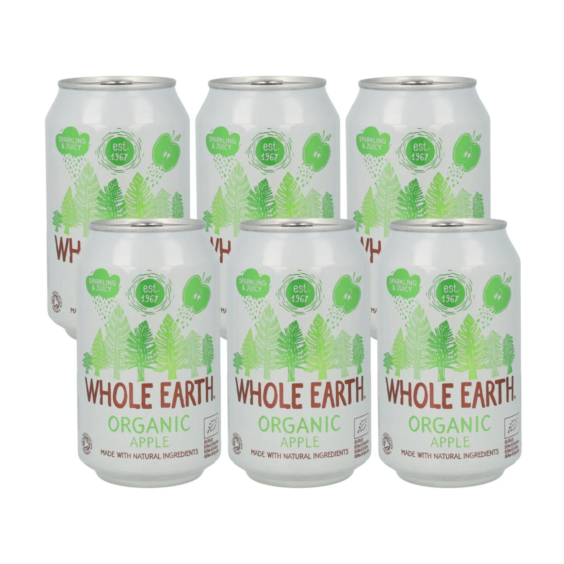 Pack x6 Refresco Bio Manzana, 330 ml. Whole Earth