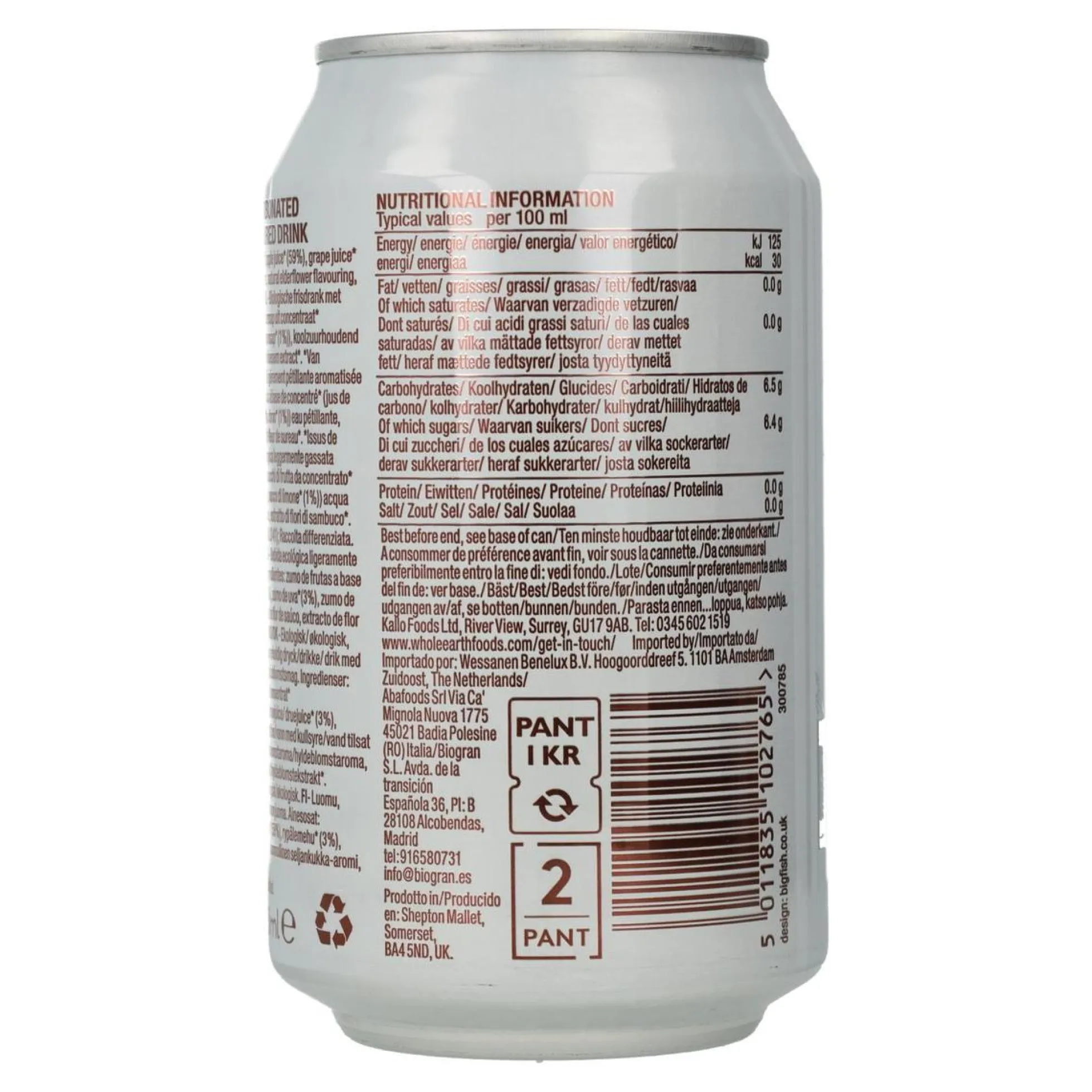 Pack x6 Refresco Bio Sauco, 330 ml Whole Earth