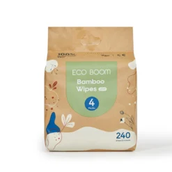 Pack 4x Toallitas biodegradables de Bambú Ecoboom 60 uds