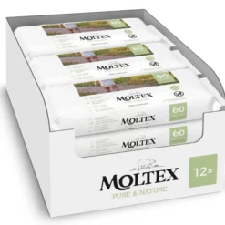 Pack 12 x Toallitas de bebé Moltex Pure & Nature 60 Uds
