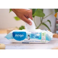 Pack 12 x Toallitas húmedas de bebé 100% biodegradables Pingo 80 uds