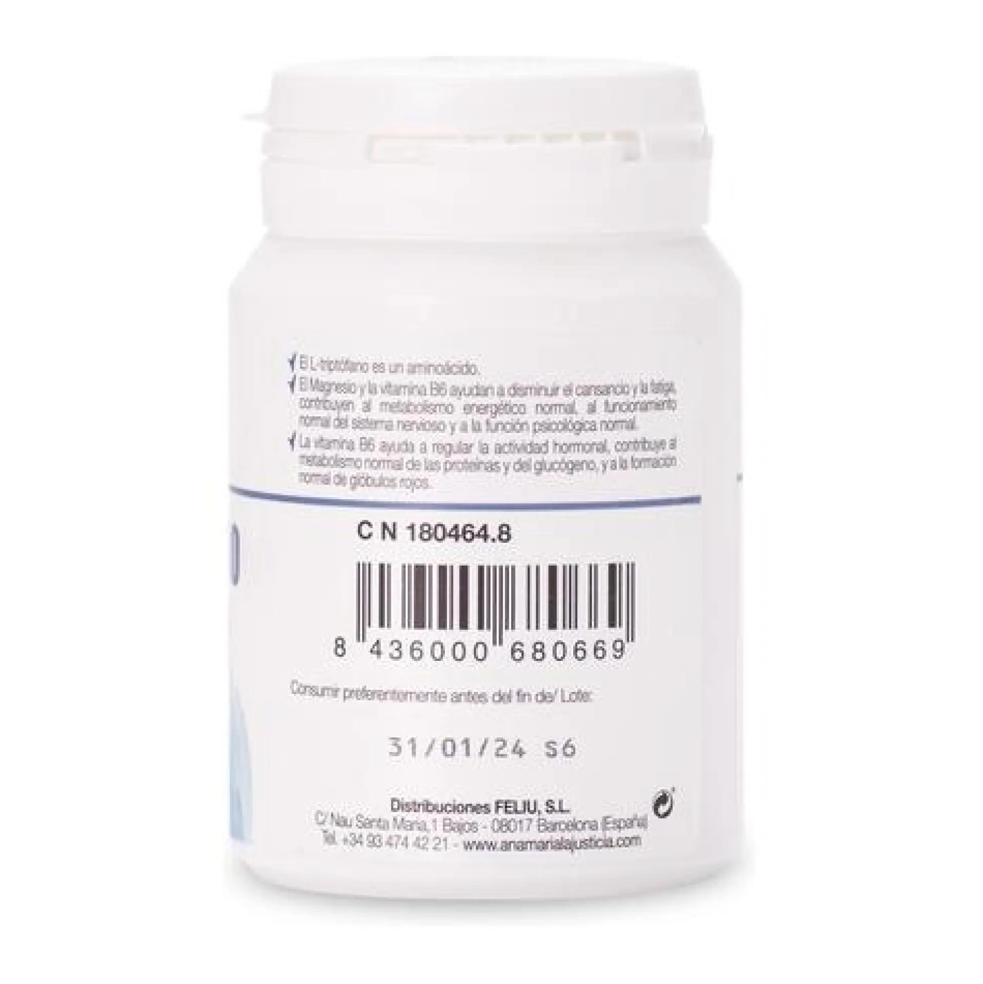 Pack 2xTriptófano con Magnesio y Vit B6 Ana María LaJusticia, 2 ud de 60 comprimidos
