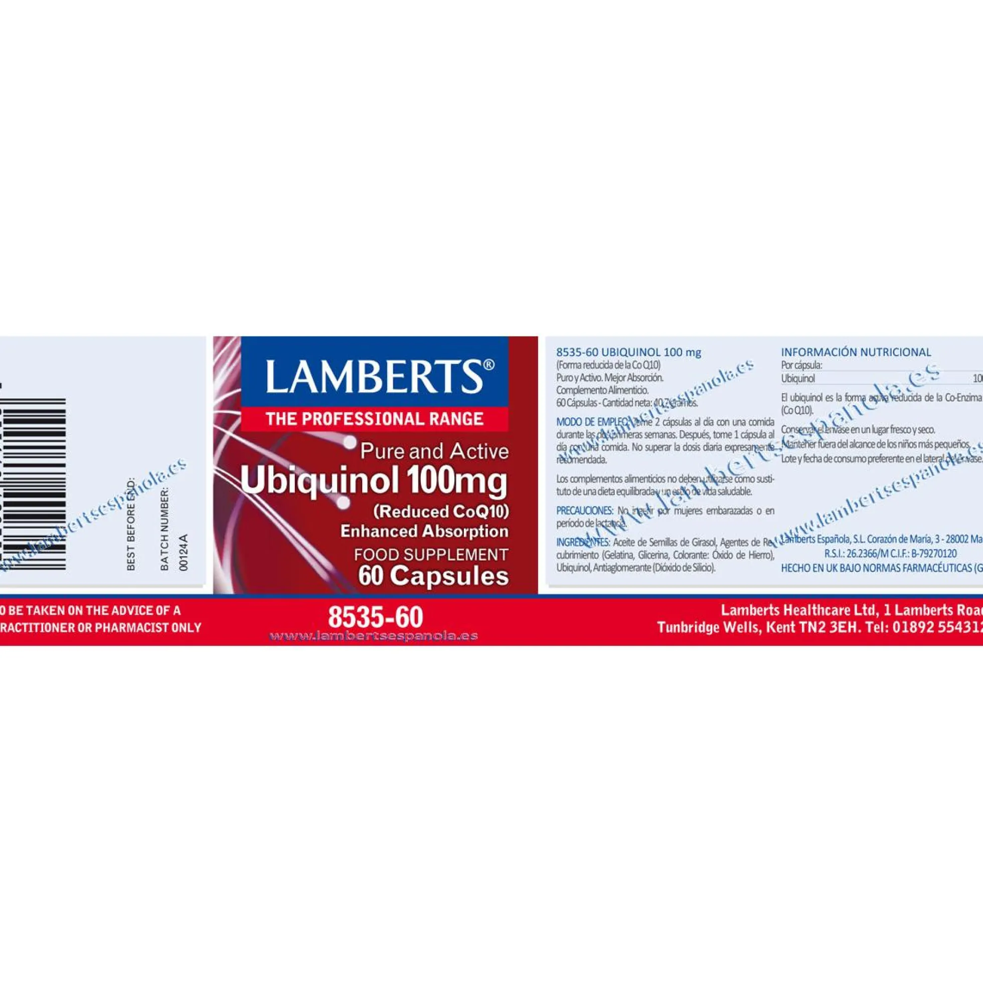 Pack 2x Ubiquinol 100 mg. Puro y Activo, Lamberts