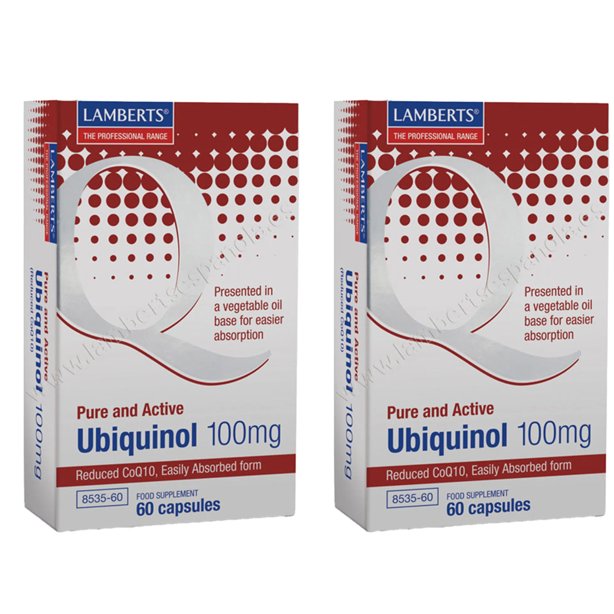Pack 2x Ubiquinol 100 mg. Puro y Activo, Lamberts