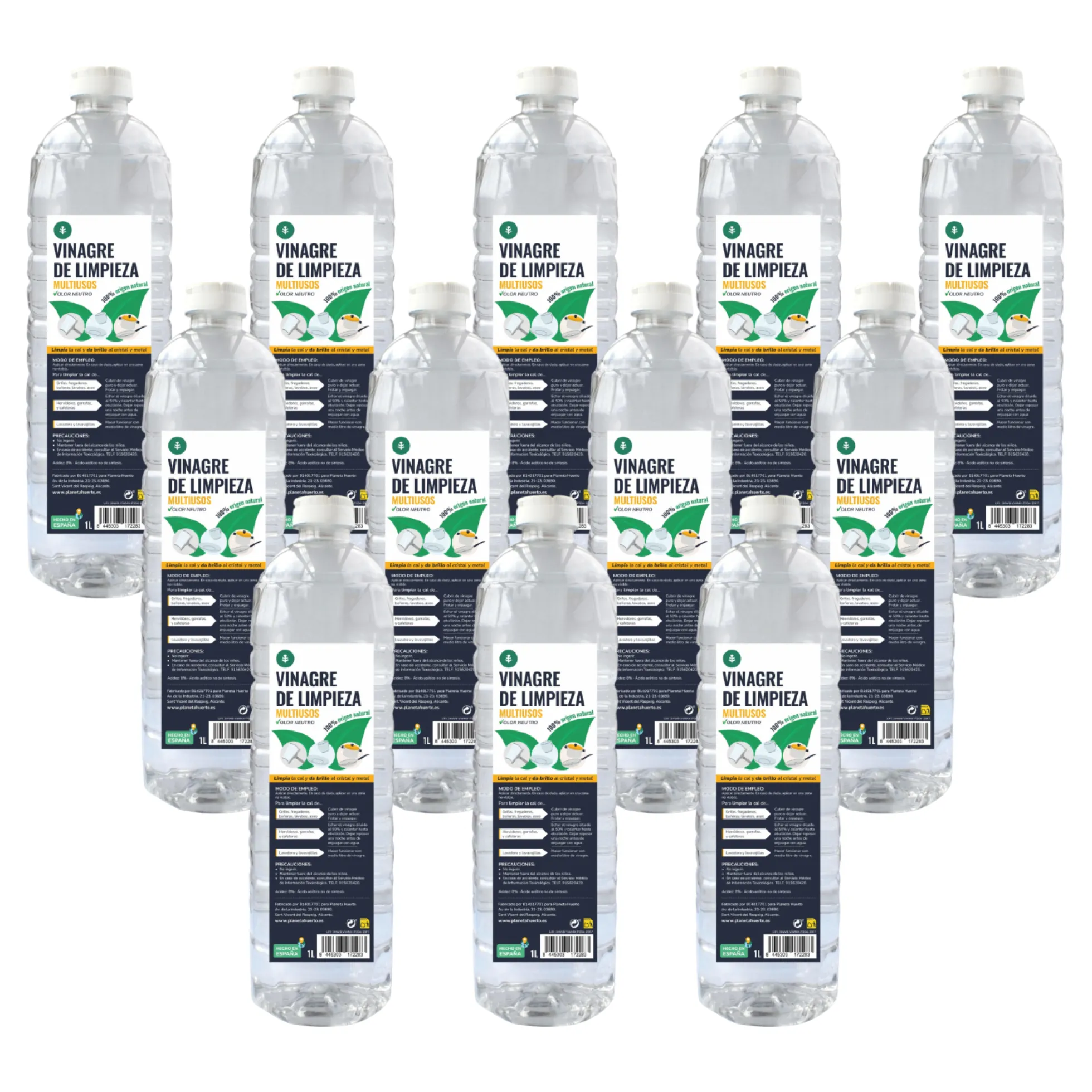 Pack 12 x Vinagre Blanco de Limpieza Planeta Huerto 1L