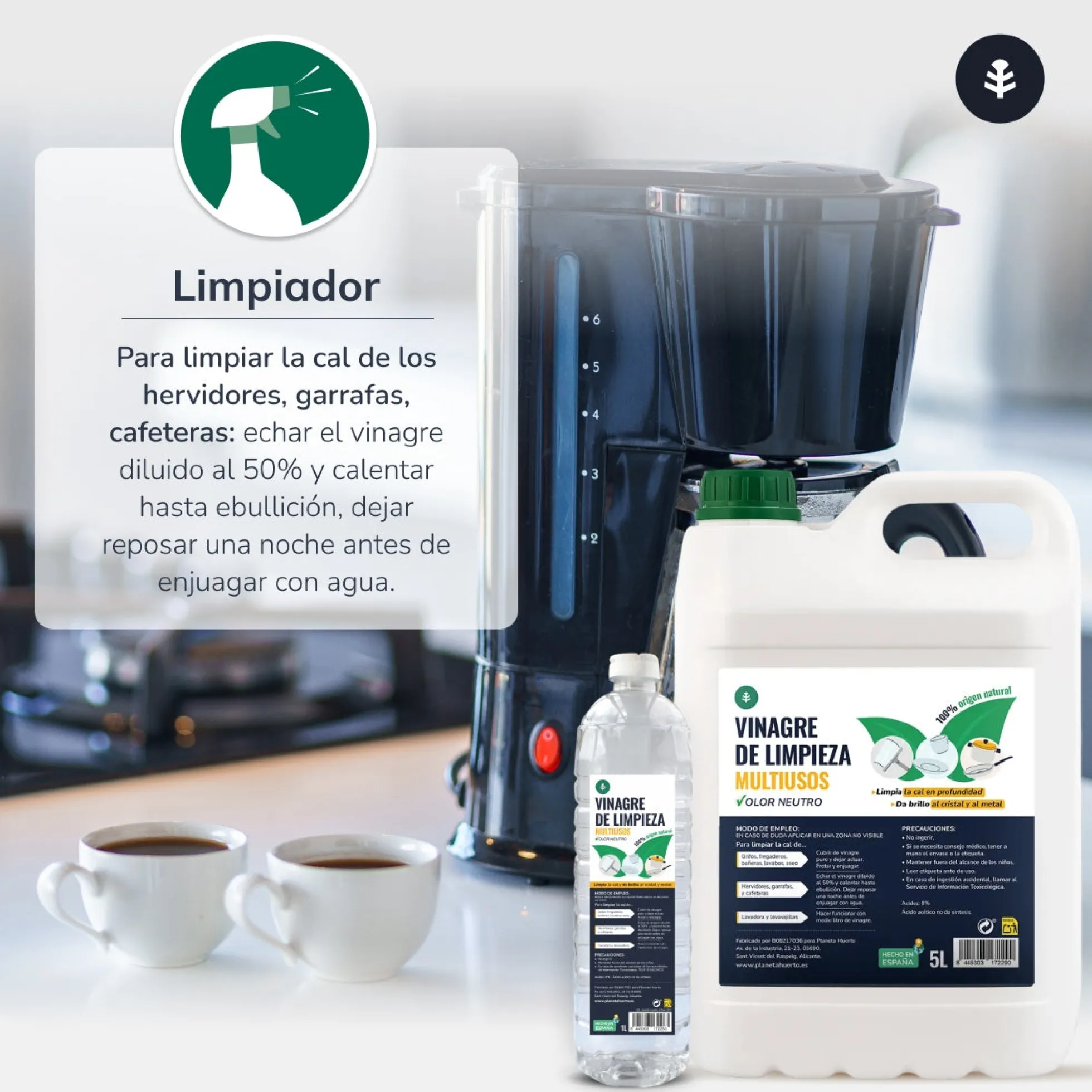 Pack 12 x Vinagre Blanco de Limpieza Planeta Huerto 1L