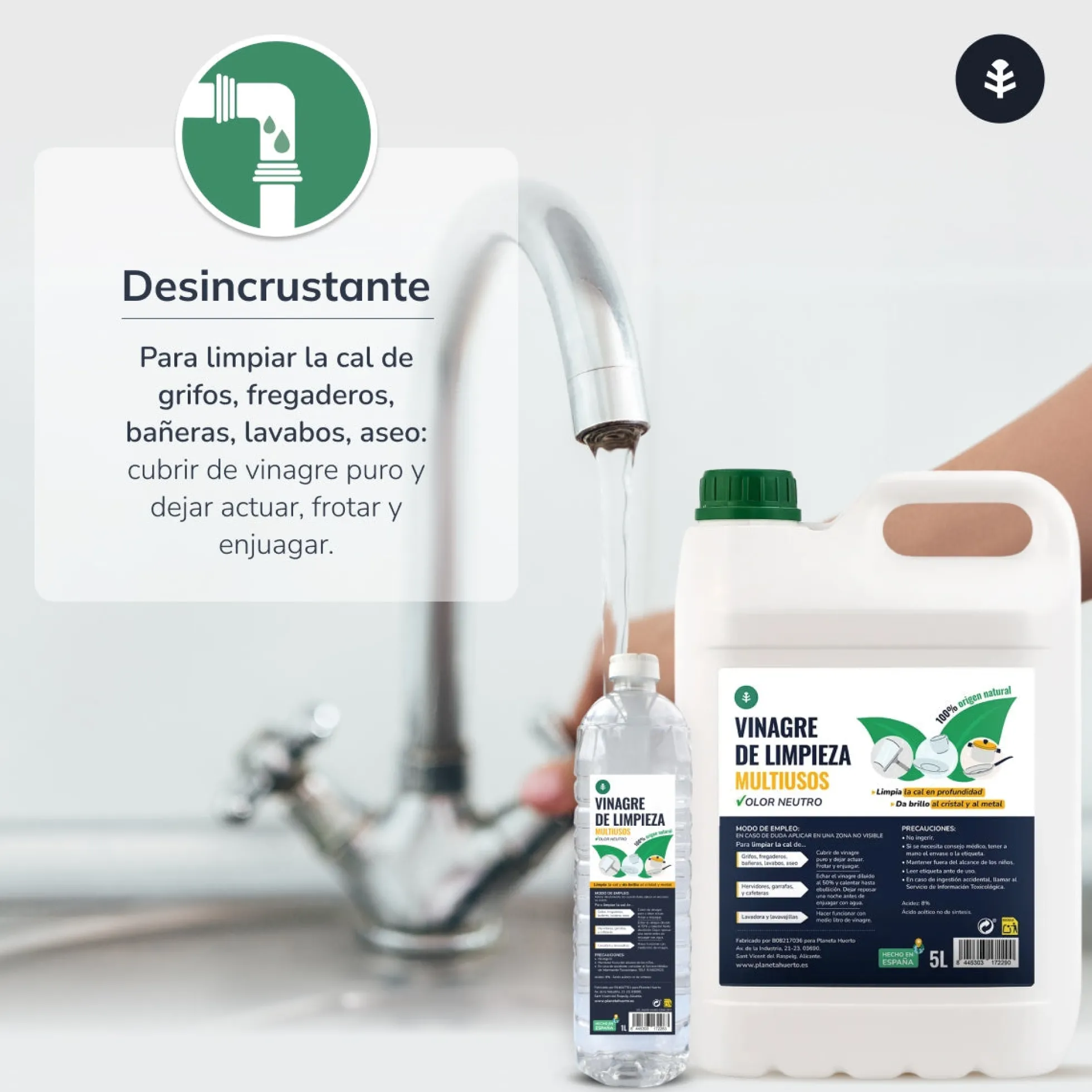 Pack 12 x Vinagre Blanco de Limpieza Planeta Huerto 1L