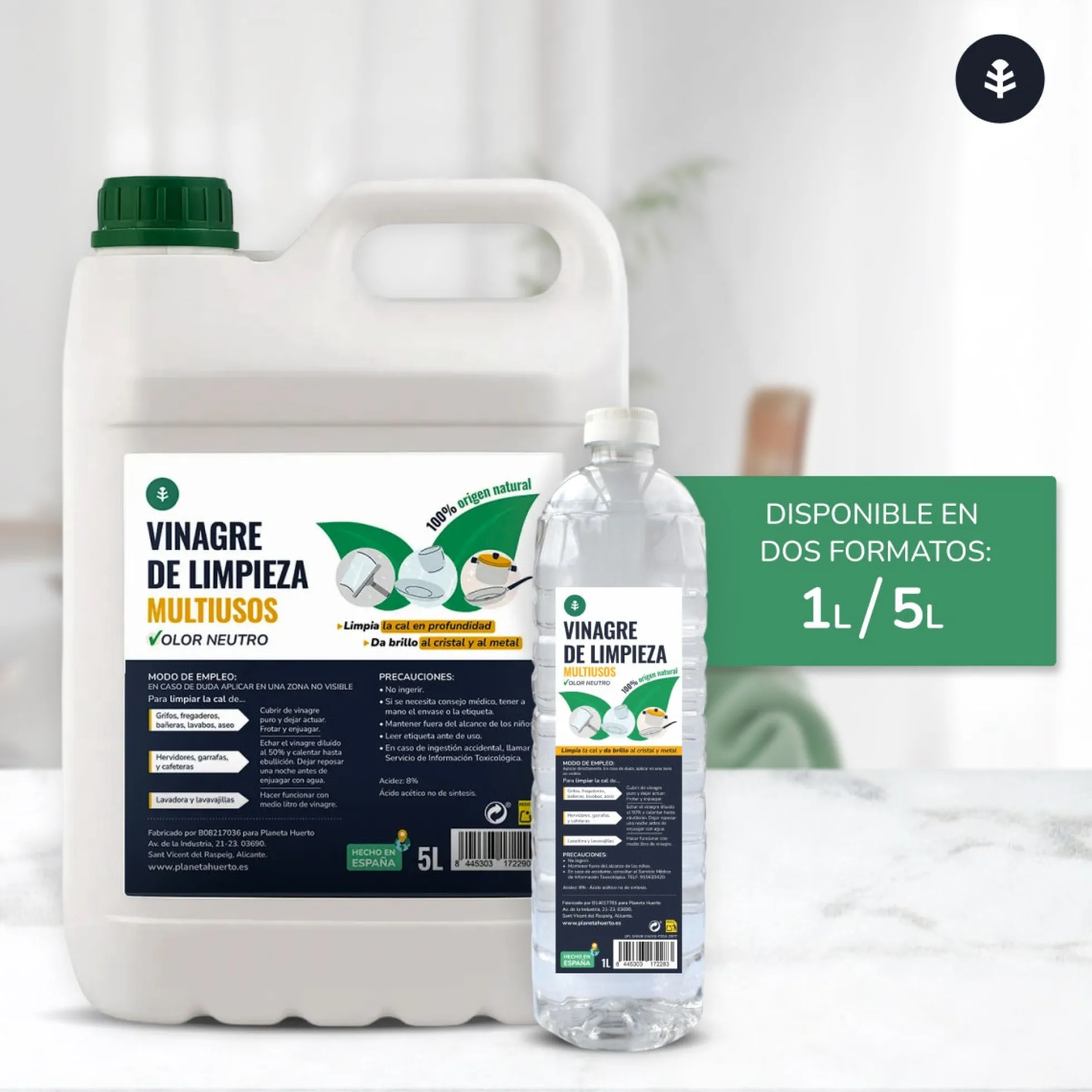 Pack 12 x Vinagre Blanco de Limpieza Planeta Huerto 1L