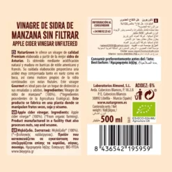 Pack 2 x Vinagre de Sidra de Manzana Bio sin filtrar NaturGreen 500 ml