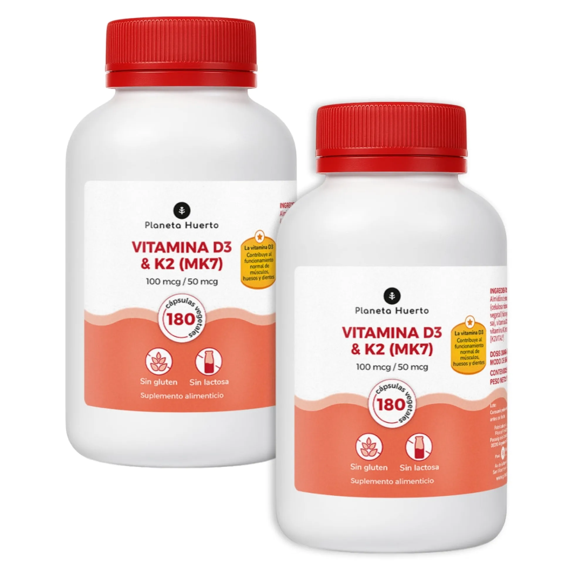 Pack 2xVitamina D3 & K2 Mk7 Planeta Huerto 180 Capsulas