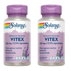 Pack 2x Vitex (Sauzgatillo) Solaray 60 VegCaps- Sin Gluten. Apto Para Veganos.
