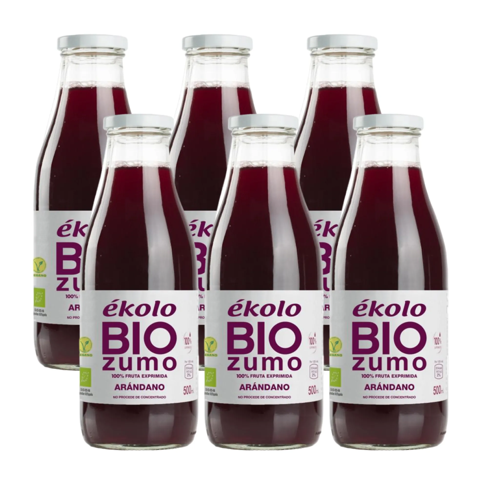Pack 6x zumos de Arándano Bio 100% exprimido ékolo 500 ml