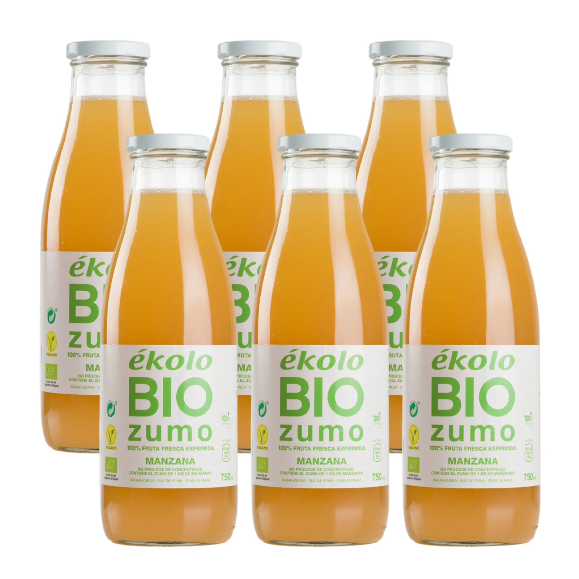 Pack 6x zumos De Manzana Bio 100% exprimido Ékolo 750 ml