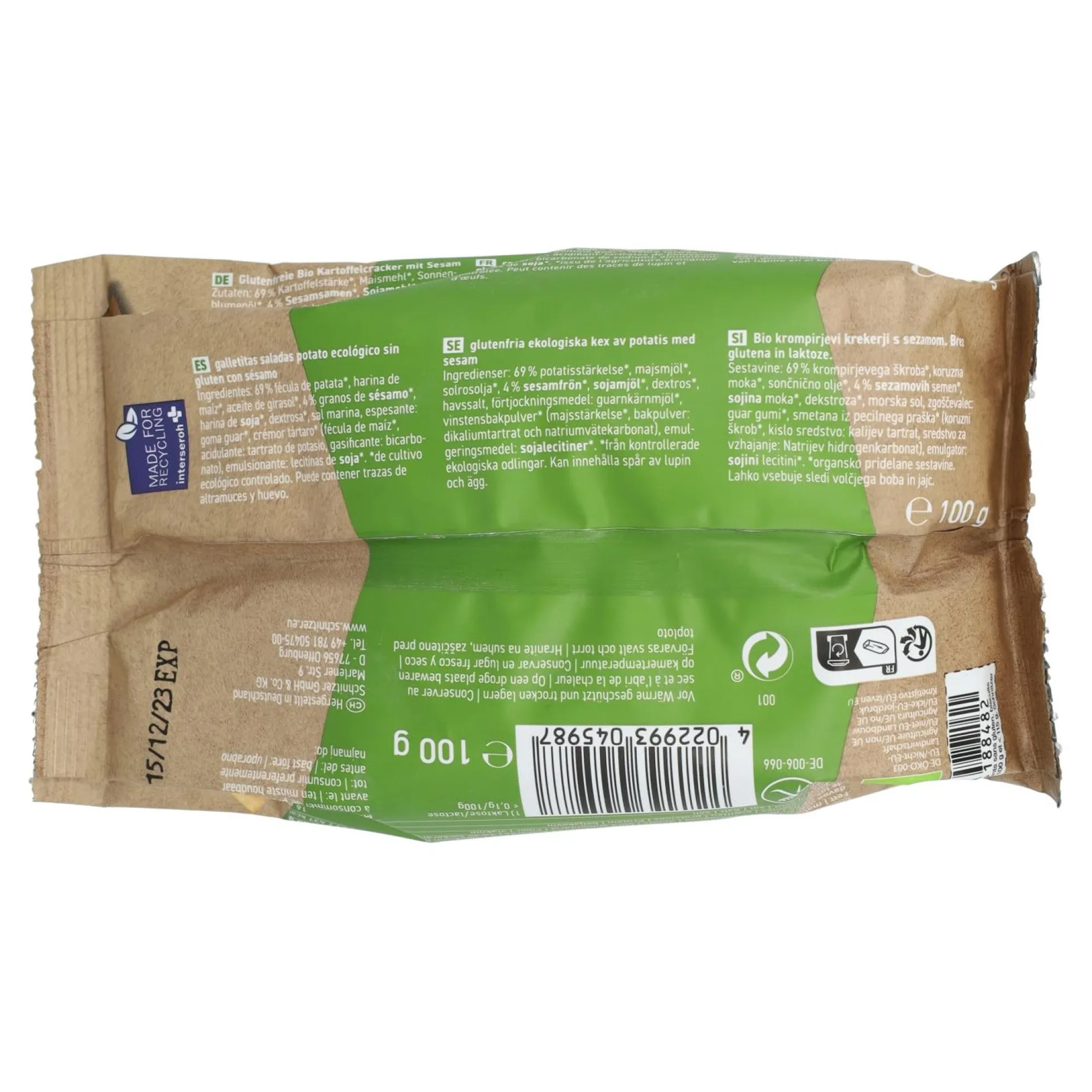 Palitos grissini sésamo Sin gluten Schnitzer 100 g
