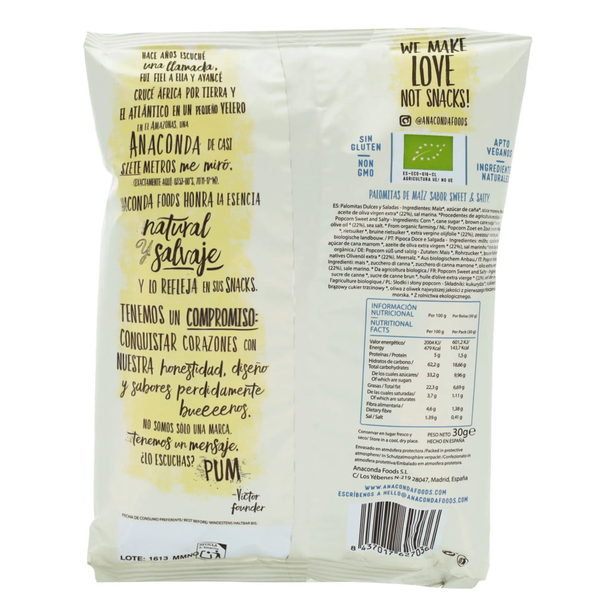 Palomitas Sweet&Salty BIO Anaconda 30g
