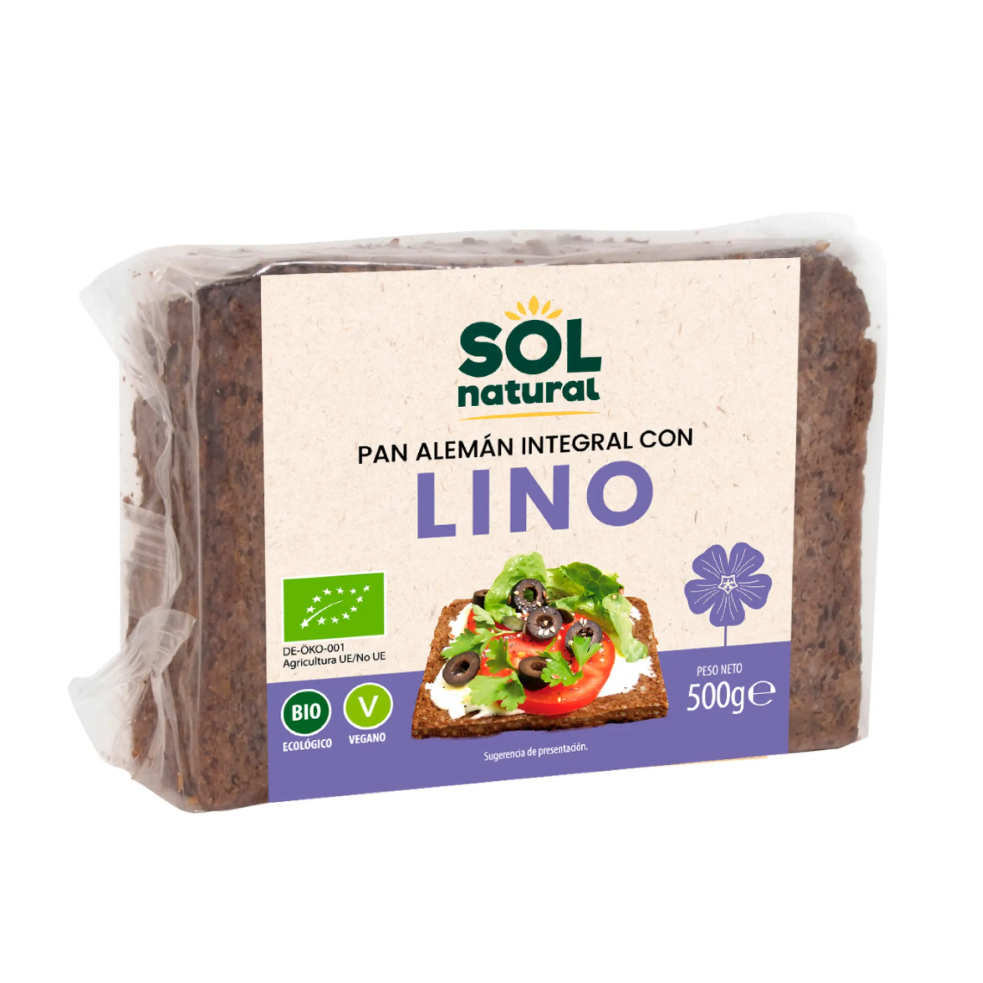 Pan alemán de Lino BIO Sol Natural 500 g