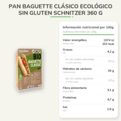 Pan baguette clásico Ecológico Sin gluten Schnitzer 360 g