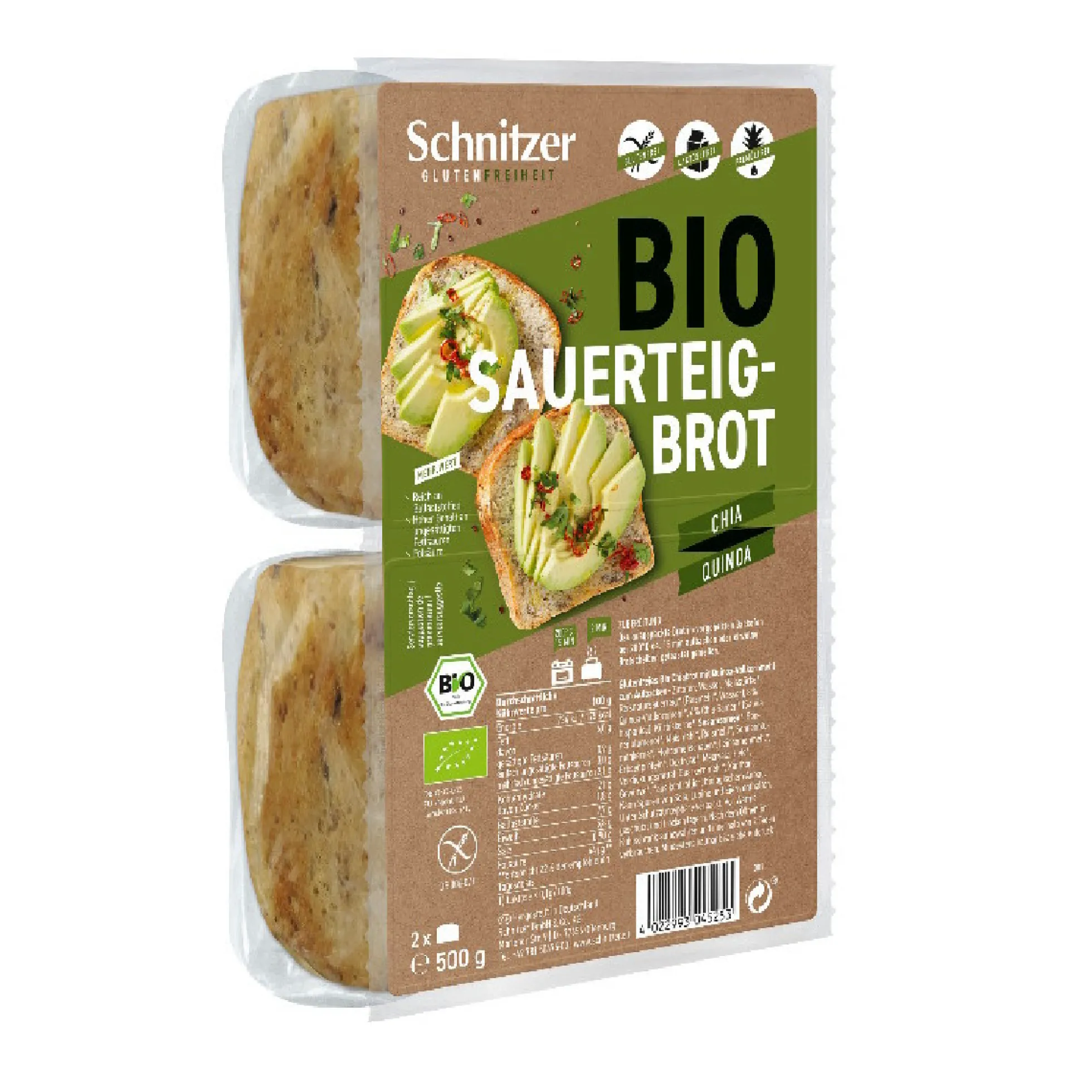 Pan de Molde Chia y Quinoa Sin Gluten Bio Schnitzer 500 g