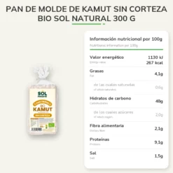 Pan de Molde de Kamut Sin Corteza Bio Sol Natural300 g