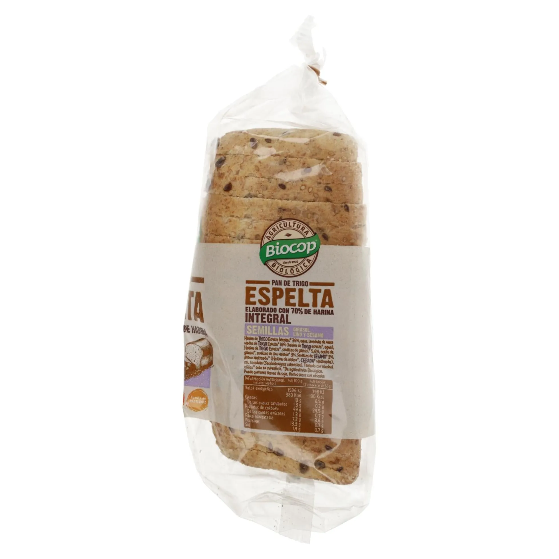 Pan de Molde Espelta Integral con Semillas Biocop 400 g