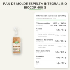 Pan de Molde Espelta Integral BIO Biocop 400 g