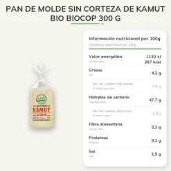 Pan de Molde Sin Corteza de Kamut BIO Biocop 300 g