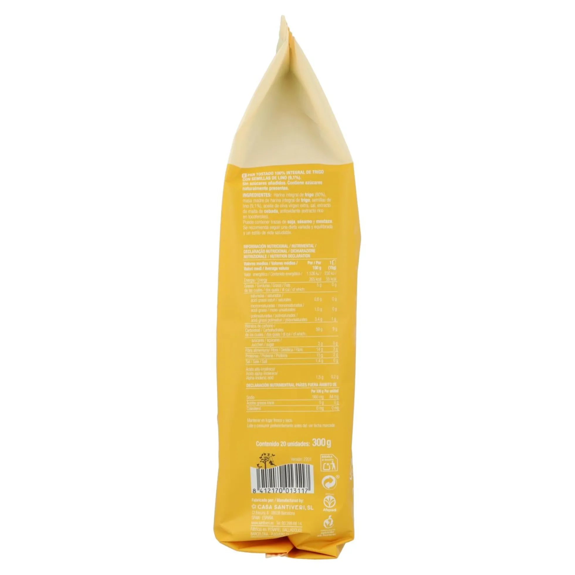 Pan Dextrin 100% Integral con Lino Santiveri 300 g
