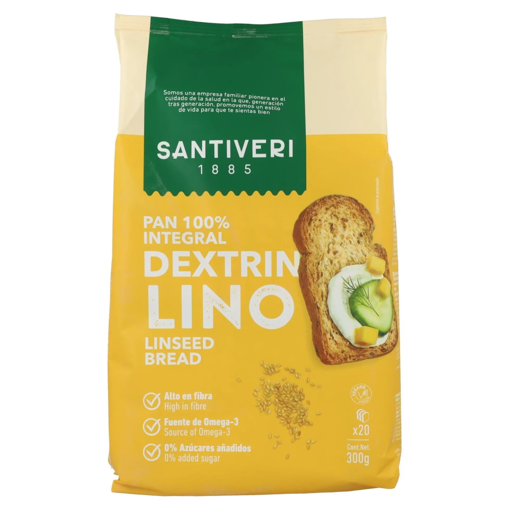 Pan Dextrin 100% Integral con Lino Santiveri 300 g