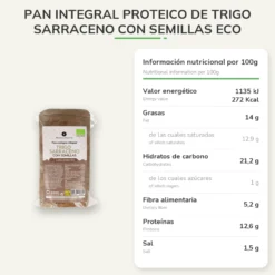 Pan integral proteico de trigo sarraceno con semillas ECO Planeta Huerto 500 g