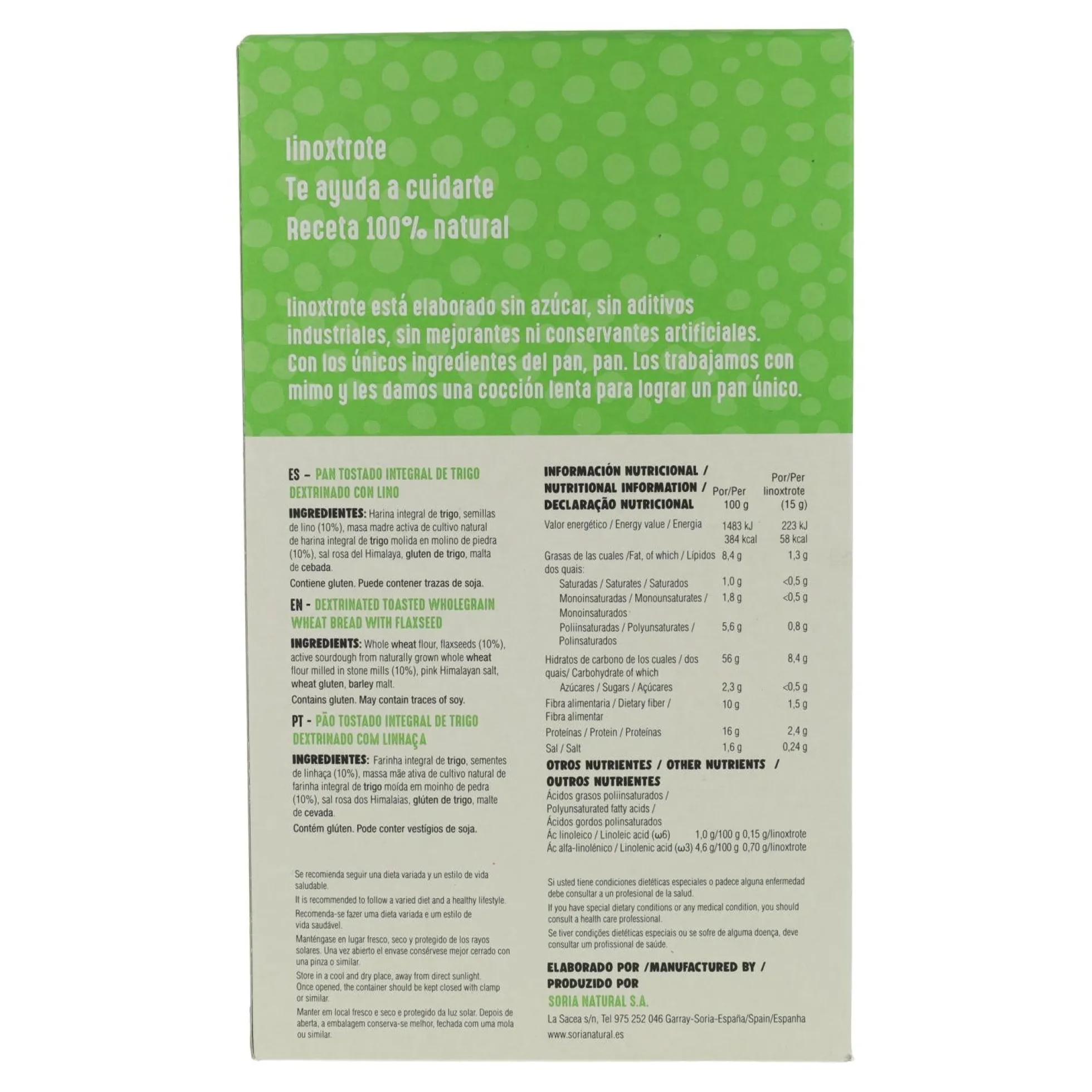 Pan Linoxtrote Integral Soria Natural 300 g