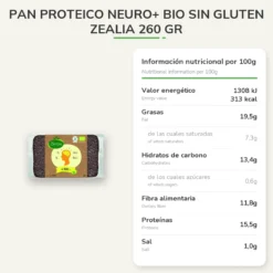 Pan Proteico Neuro+ BIO Sin Gluten Zealia 260 gr