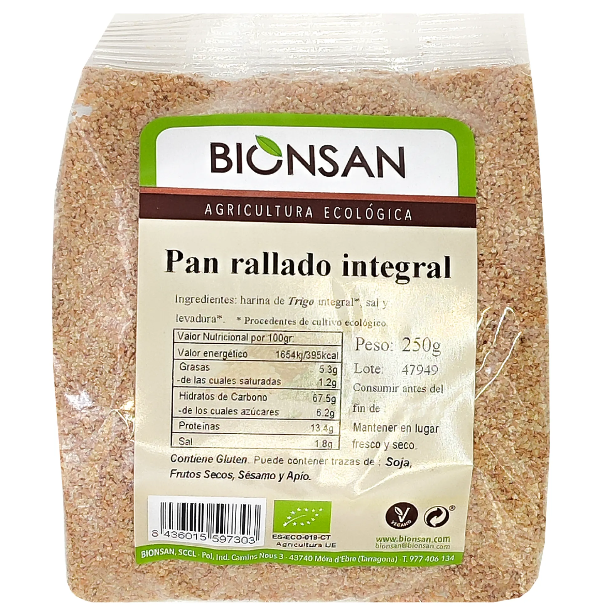 Pan Rallado Integral Ecológico 250g