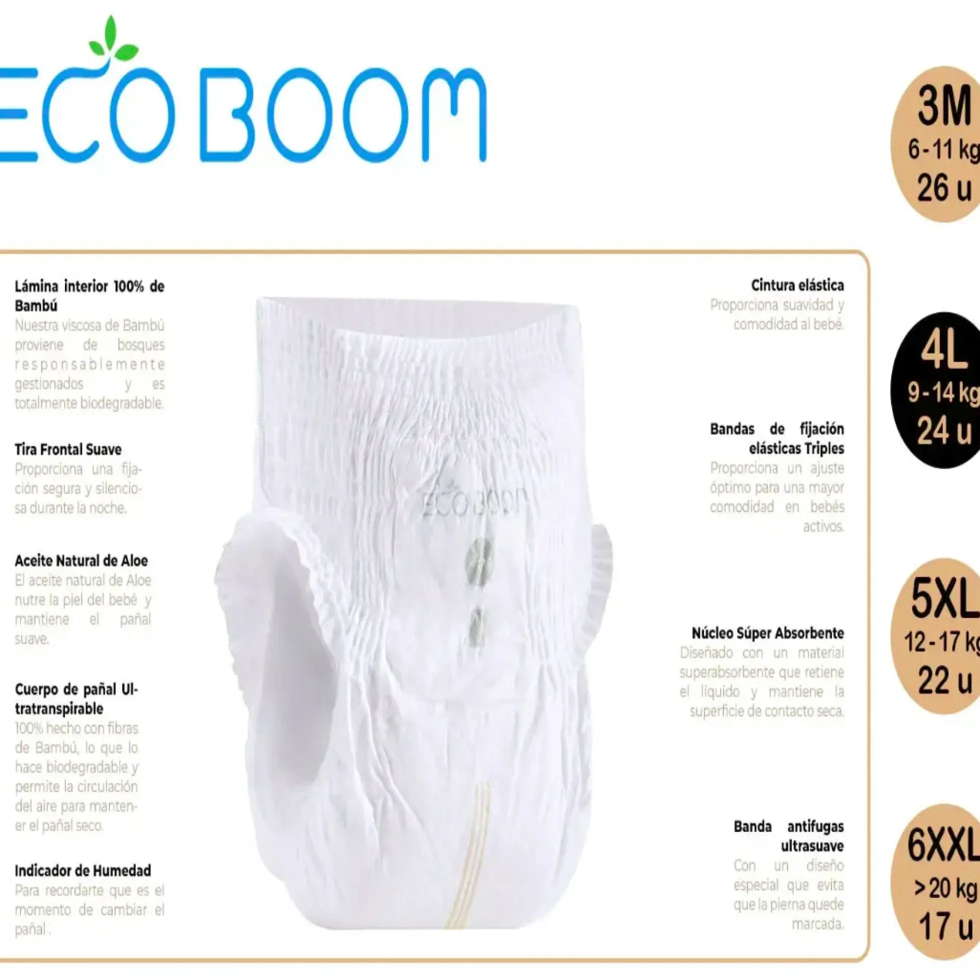 Pants de bambú Pure Ecoboom talla L 24 uds