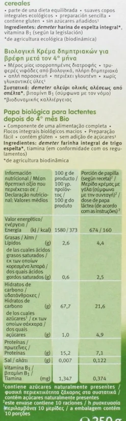 Papilla BIO de Espelta +4 meses Holle 250 g