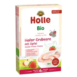 Papilla de leche ecológica de avena, fresa y manzana bio / eco a partir 8 meses Holle 250g