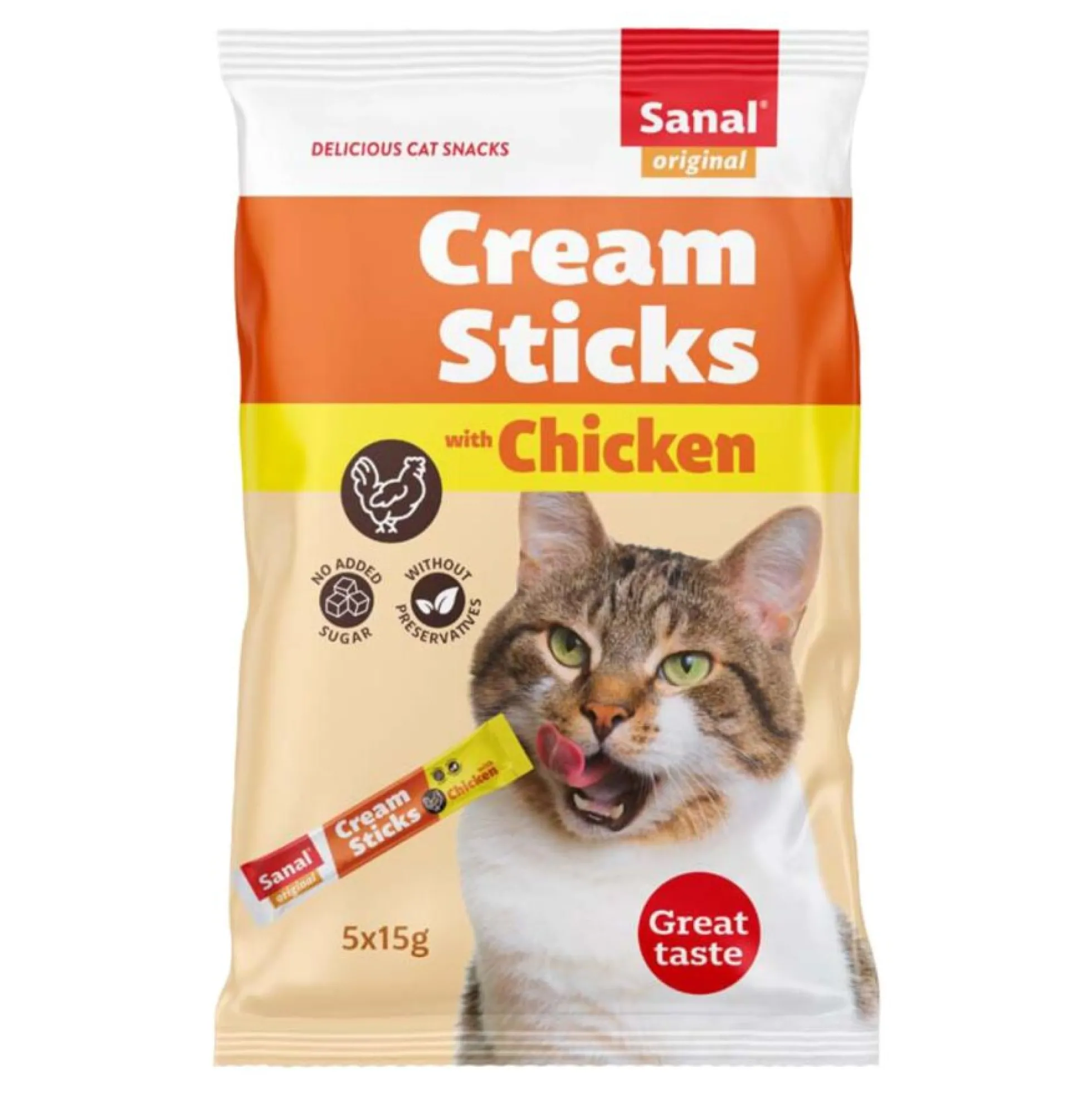 20 Paquetes Sanal Snack Crema De Pollo Para Gato Pollo De 5 U De 15g