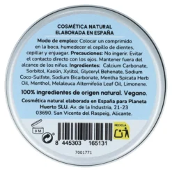 Pasta de dientes sin flúor sólida Planeta Huerto 120 tabletas