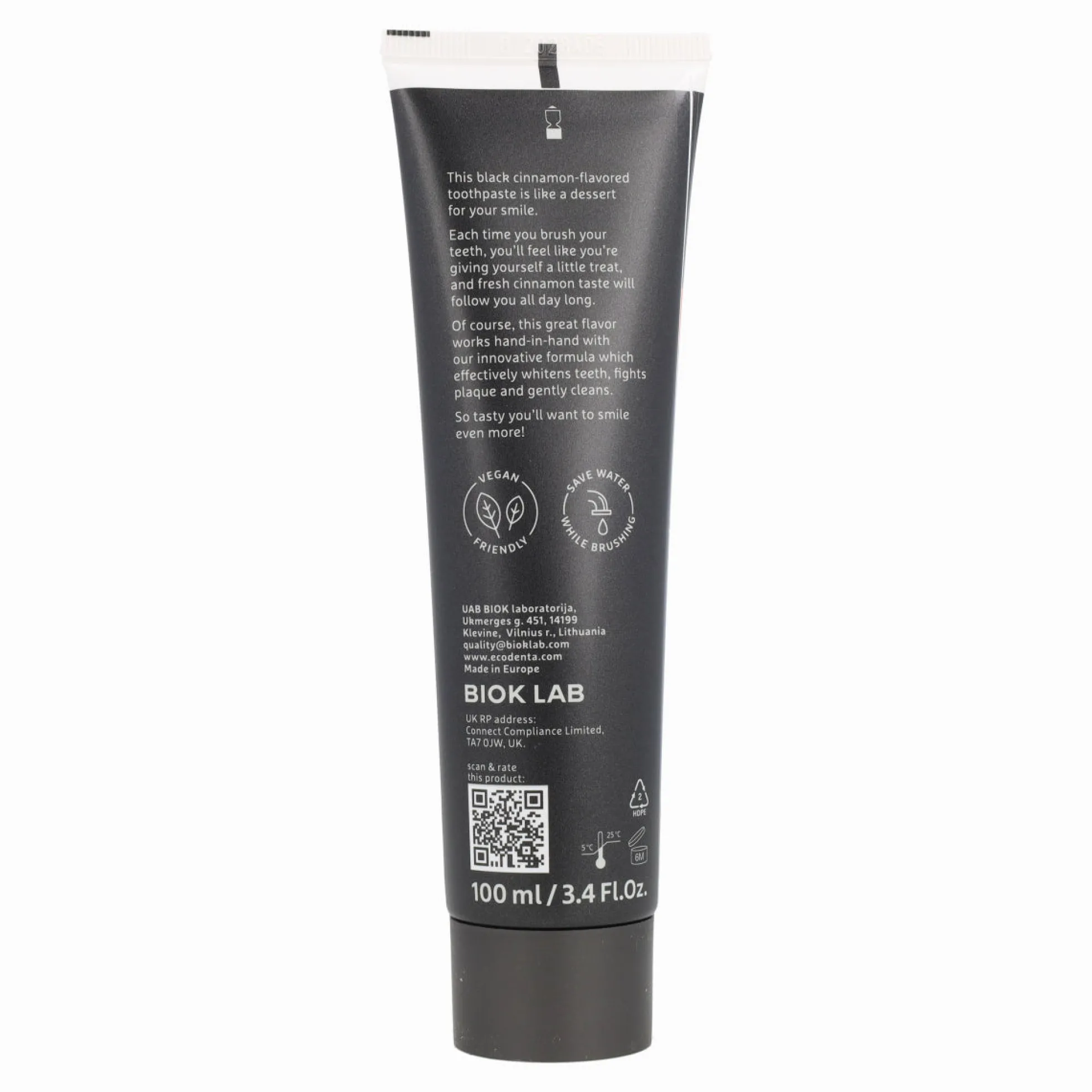 Pasta dental Negra Blanqueadora con Canela EcoDenta 100 ml