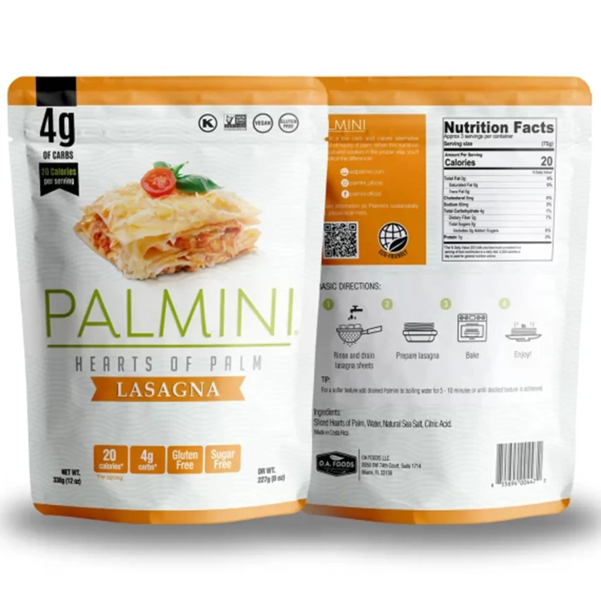 Pasta Lasagna de palmito Palmini 338 g